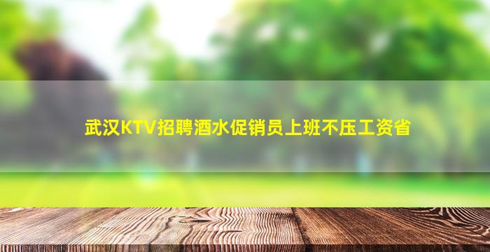 武汉KTV招聘酒水促销员上班不压工资省